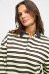 MUSE Kadın Çizgili Triko Polo Yakalı Regular Fit Sarı Sweatshirt