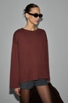 NEAT Kadın Organik Pamuklu Bisiklet Yaka Oversize Fit Uzun Kollu Kiremit Rengi T-Shirt