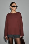 NEAT Kadın Organik Pamuklu Bisiklet Yaka Oversize Fit Uzun Kollu Kiremit Rengi T-Shirt