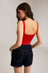 NERRA Kadın Yumuşak Ve Esnek Kumaşlı U Yakalı Çıtçıtlı Vucuda Oturan Kırmızı Body Suit