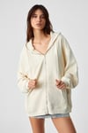NISPORENI Kadın Oversize Fit Kapüşonlu %100 Organik Pamuk 3 İplik Krem Sweatshirt