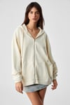 NISPORENI Kadın Oversize Fit Kapüşonlu %100 Organik Pamuk 3 İplik Krem Sweatshirt