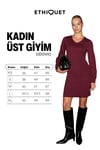 ODOVIO Kadın V Yakalı Büzgü Detaylı Esnek Kumaşlı Kısa Bordo Elbise
