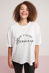 OLİVERA Örme Regular Beyaz Tekli Büyük Beden T-shirt