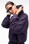 OLVERA Kadın Kapüşonlu Etek Ucu Balon Oversize Mor Sweatshirt