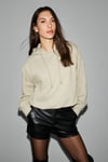 OLVERA Kadın Kapüşonlu Etek Ucu Balon Oversize Açık Haki Sweatshirt