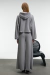 OLVERA Kadın Kapüşonlu Etek Ucu Balon Oversize Gri Sweatshirt
