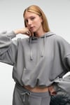 OLVERA Kadın Kapüşonlu Etek Ucu Balon Oversize Gri Sweatshirt