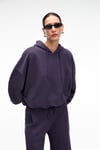 OLVERA Kadın Kapüşonlu Etek Ucu Balon Oversize Mor Sweatshirt