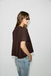 ORELIA Kadın %100 Organik Pamuklu Rahat Kalıplı  Derin V Yakalı Kahverengi T-Shirt
