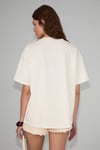 ORISTANO Kadın %100 Organik Pamuklu Kalın Dokulu Oversize Fit Baskılı Ekru T-Shirt