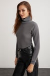 PADMA Örme Dar Antrasit Tekli Bluz