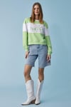 PAYNE Kadın Bisiklet Yaka Oversize Beyaz - Fıstık Yeşili Sweatshirt