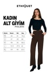 PHALIERA Kadın Esnek Kumaşlı Rahat Kalıp Cırt Kapamalı Koyu Kahverengi Pantolon