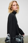 PLORUNS Kadın Yumuşak Ve Esnek Kumaşlı Balıkçı Yaka Siyah Sweatshirt