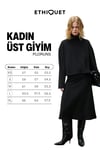 PLORUNS Kadın Yumuşak Ve Esnek Kumaşlı Balıkçı Yaka Siyah Sweatshirt