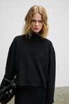 PLORUNS Kadın Yumuşak Ve Esnek Kumaşlı Balıkçı Yaka Siyah Sweatshirt