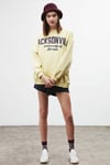 Ramona Kadın Oversize Yumuşacık İçi Polarlı Organik Pamuklu Baskılı Yuvarlak Yakalı Sarı Sweatshirt