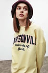 Ramona Kadın Oversize Yumuşacık İçi Polarlı Organik Pamuklu Baskılı Yuvarlak Yakalı Sarı Sweatshirt