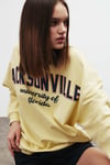 Ramona Kadın Oversize Yumuşacık İçi Polarlı Organik Pamuklu Baskılı Yuvarlak Yakalı Sarı Sweatshirt