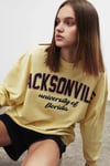 Ramona Kadın Oversize Yumuşacık İçi Polarlı Organik Pamuklu Baskılı Yuvarlak Yakalı Sarı Sweatshirt