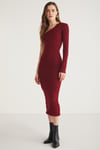 REDDISH Örme Slim Bordo Tekli Elbise