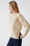 RICENNI Kadın Bisiklet Yaka Oversize Taş Rengi Sweatshirt