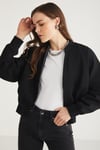ROBINS Örme Ceket Siyah Tekli Bomber Ceket