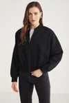 ROBINS Örme Ceket Siyah Tekli Bomber Ceket