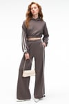 ROSELLE Kadın Kapüşonlu Yan Şeritli Kurdele Detay Crop Antrasit Sweatshirt