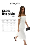 SABLE Kadın Yumuşak Ve Esnek Kumaşlı Omuzu Açık Büzgü Detaylı Uzun Beyaz Elbise