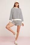 SAHRA Örme Comfort Lacivert - Ekru Tekli Sweatshirt