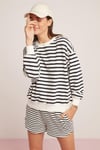 SAHRA Örme Comfort Lacivert - Ekru Tekli Sweatshirt