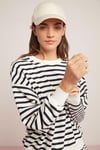 SAHRA Örme Comfort Lacivert - Ekru Tekli Sweatshirt