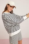 SAHRA Örme Comfort Lacivert - Ekru Tekli Sweatshirt