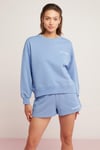SANDRA Örme Oversize Mavi Tekli Sweatshirt