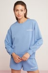 SANDRA Örme Oversize Mavi Tekli Sweatshirt