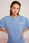 SANDRA Örme Oversize Mavi Tekli Sweatshirt