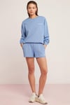 SANDRA Örme Oversize Mavi Tekli Sweatshirt