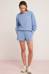 SANDRA Örme Oversize Mavi Tekli Sweatshirt