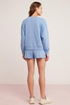 SANDRA Örme Oversize Mavi Tekli Sweatshirt