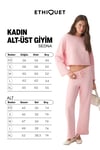 SEDNA Kadın Geniş Ve Yuvarlak Yakalı Geniş Paçalı Organik Pamuklu Pembe Alt-Üst Takım