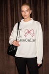 SELFTEN Kadın Yumuşak Kumaşlı Polo Yaka Nakış Detaylı Ekru Sweatshirt