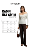 SELUNETTE Kadın Asimetrik Yakalı Omuzu Açık Esnek Kumaşlı Vücudu Saran Slim Fit Ekru Bluz