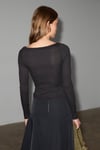 SERRUR Kadın Esnek Kumaşlı Vücuda Oturan Balerin Yakalı Slim Fit Siyah Bluz
