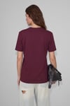 SHEANE Kadın %100 Organik Pamuk Derin V Yakalı Comfort Fit Bordo T-Shirt