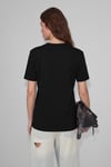 SHEANE Kadın %100 Organik Pamuk Derin V Yakalı Comfort Fit Siyah T-Shirt