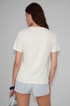 SHEANE Kadın %100 Organik Pamuk Derin V Yakalı Comfort Fit Ekru T-Shirt
