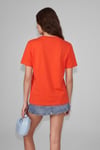 SHEANE Kadın %100 Organik Pamuk Derin V Yakalı Comfort Fit Kırmızı T-Shirt