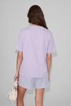 SHEANE Kadın %100 Organik Pamuk Derin V Yakalı Comfort Fit Lila T-Shirt